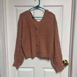 Brown pink short sweater